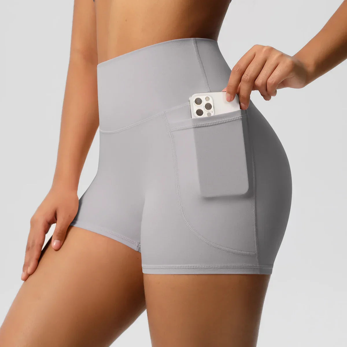 Shorts de ciclista de cintura alta com bolsos | We Liftlux