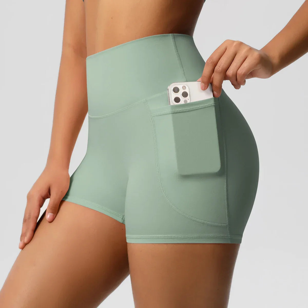 Shorts de ciclista de cintura alta com bolsos | We Liftlux