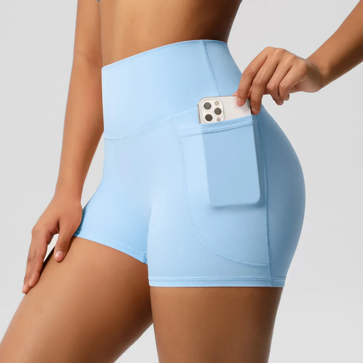 Shorts de ciclista de cintura alta com bolsos | We Liftlux