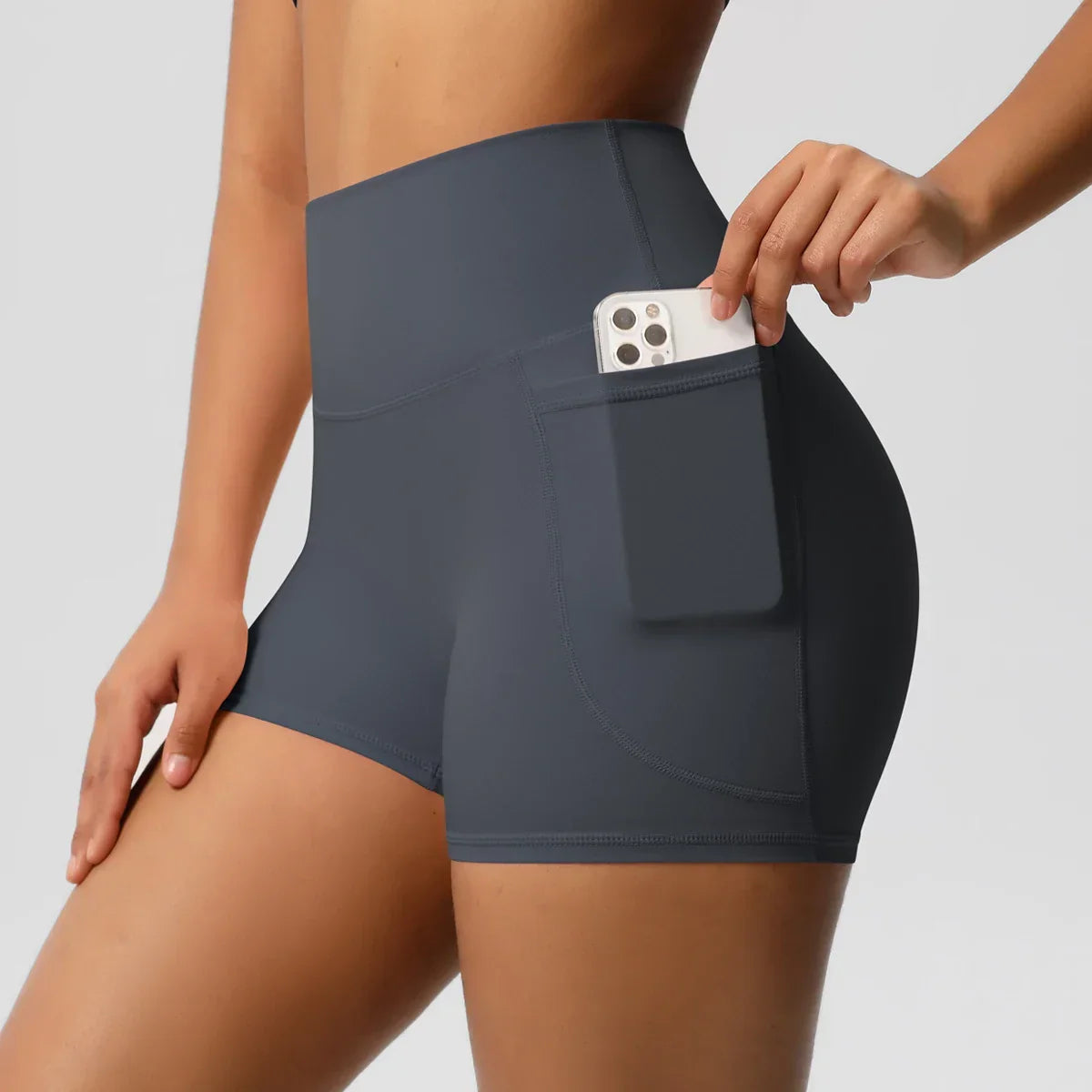 Shorts de ciclista de cintura alta com bolsos | We Liftlux