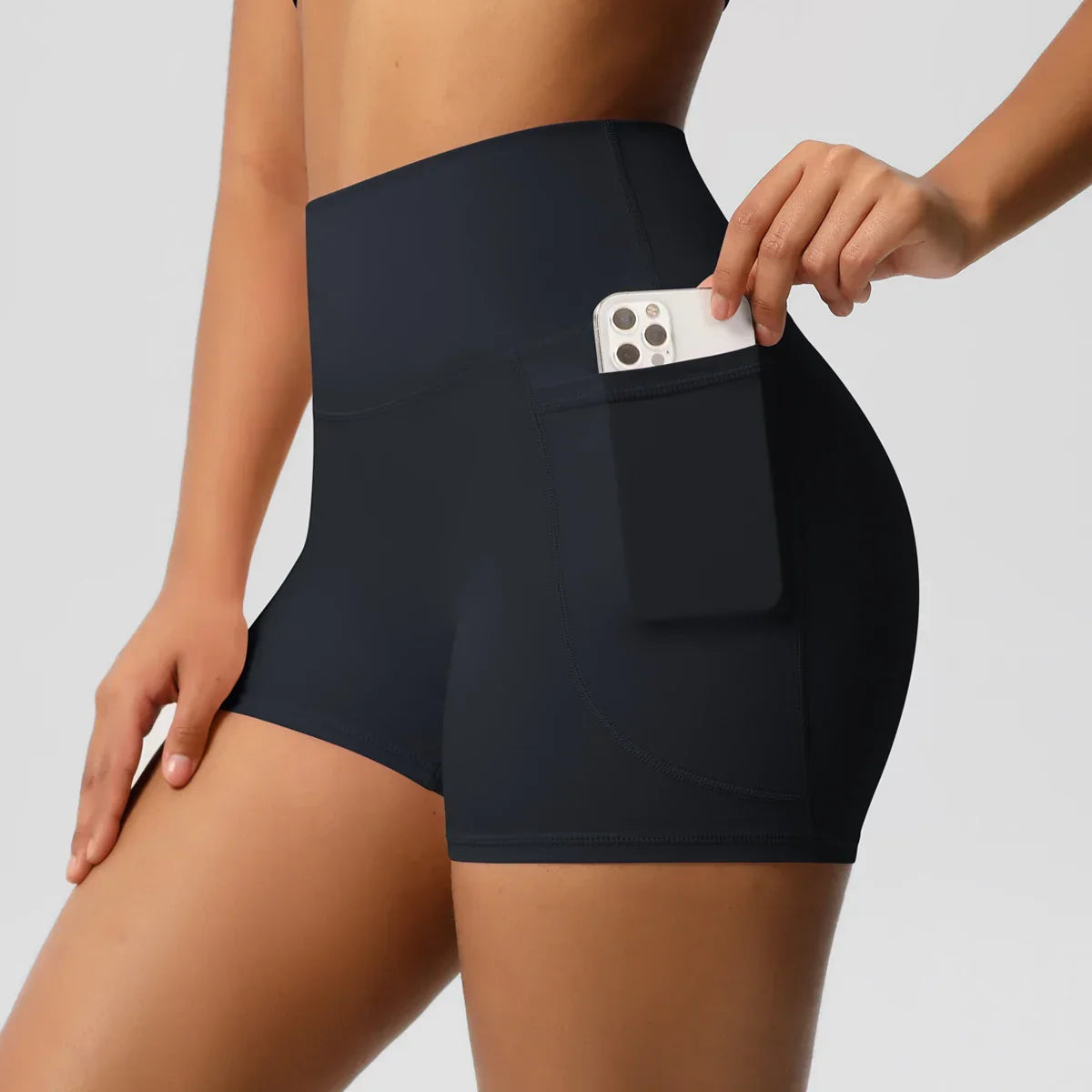 Shorts de ciclista de cintura alta com bolsos | We Liftlux